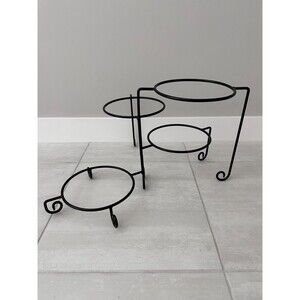 Black Wrought Iron 4-Tier Plant Stand Indoor/Outdoor Succulent Flower Pot Holder